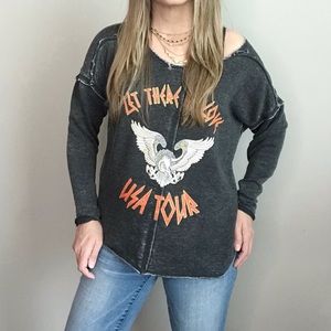 Gypsy Heart USA TOUR distressed slouchy sweatshirt top size Small